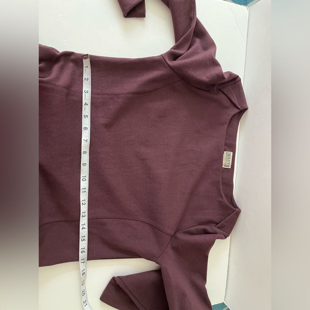 Duluth Trading Women’s Midi Dress Burgundy Long Sleeve Boat Neck Size S - Picture 14 of 16